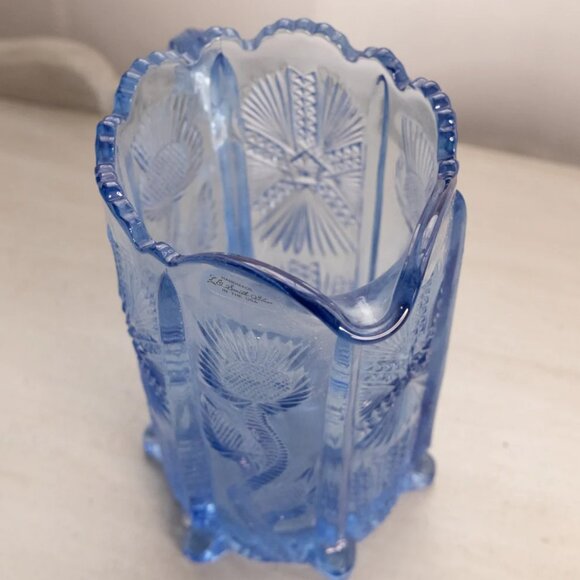 Vintage Medium LE Smith Blue Glass Thistle Pitcher - Picture 6 of 6